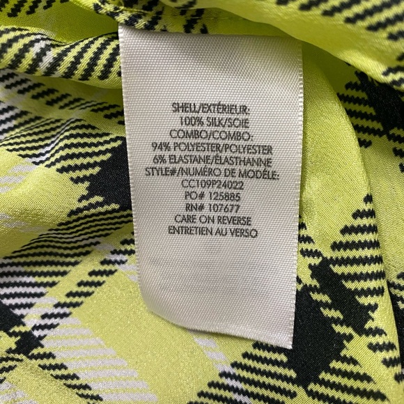 Alice + Olivia Plaid Button-Up Shirt in Yellow and Black size XS - Picture 6 of 9